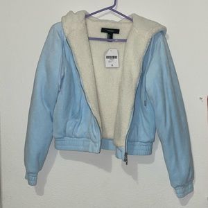 Baby blue Sherpa cropped jacket